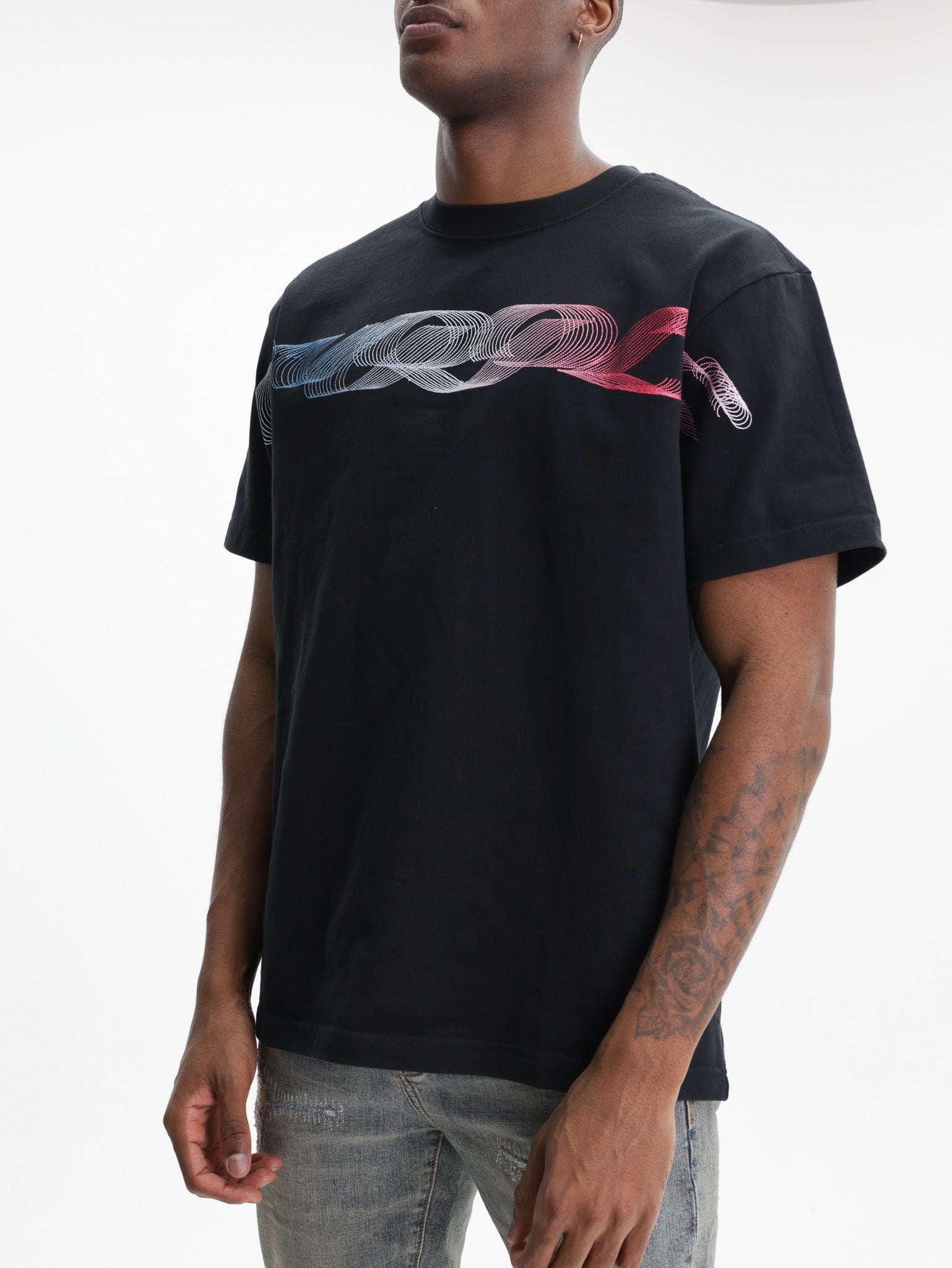 Purple T-Shirt Blur Multi Co Print  Black