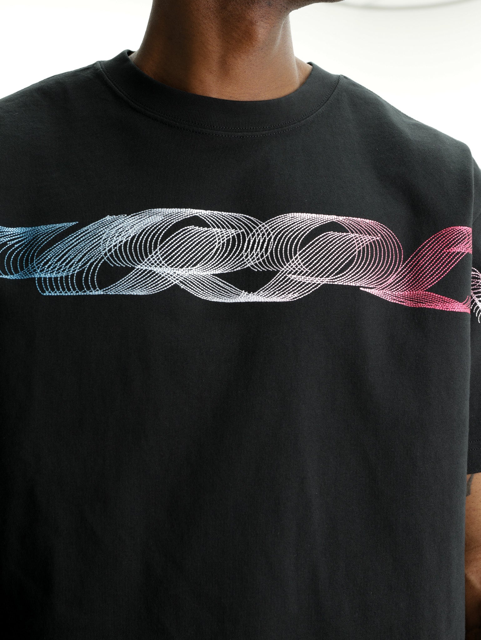 Purple T-Shirt Blur Multi Co Print  Black