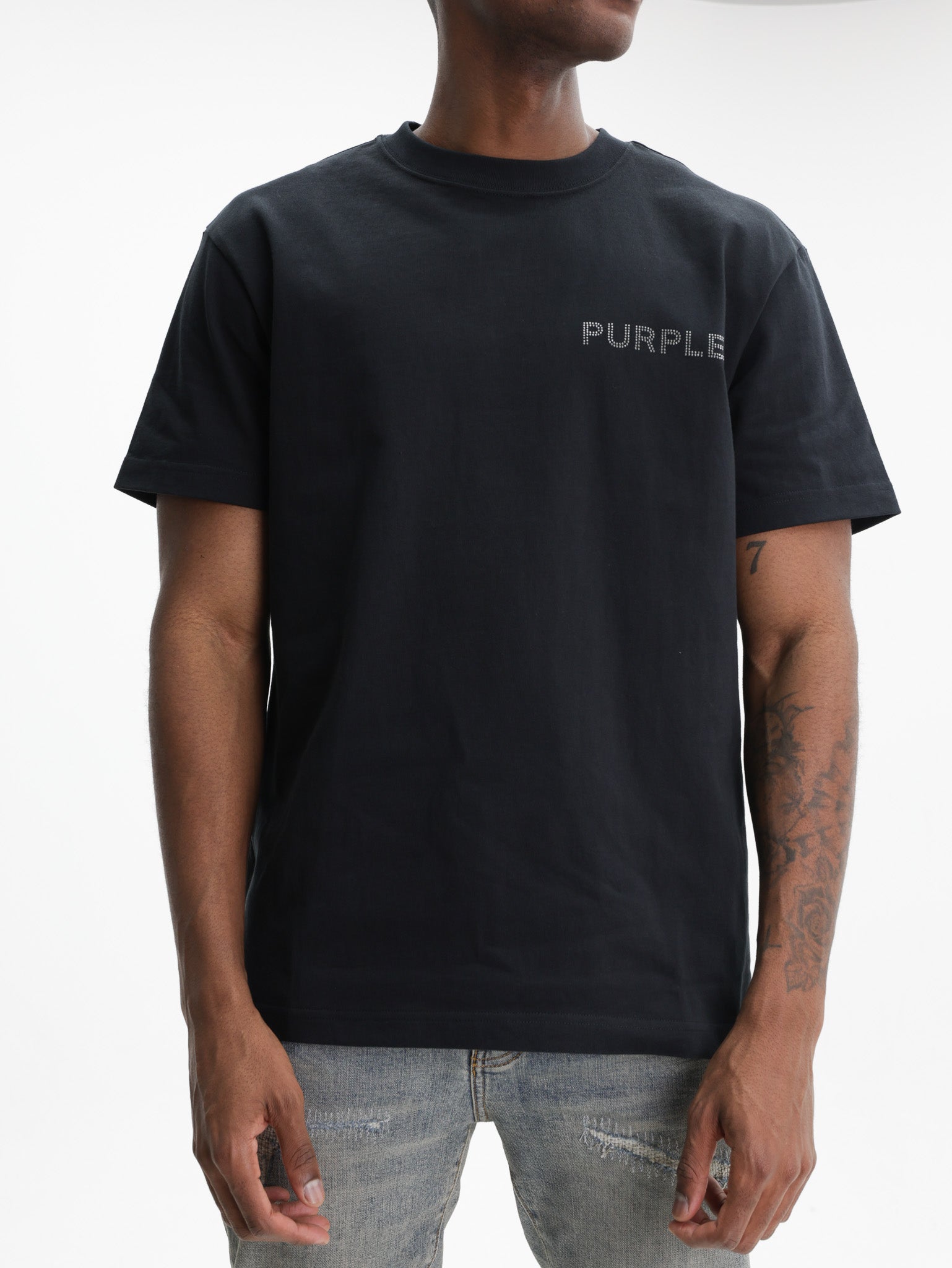 Purple T-Shirt Chest Logo  Black