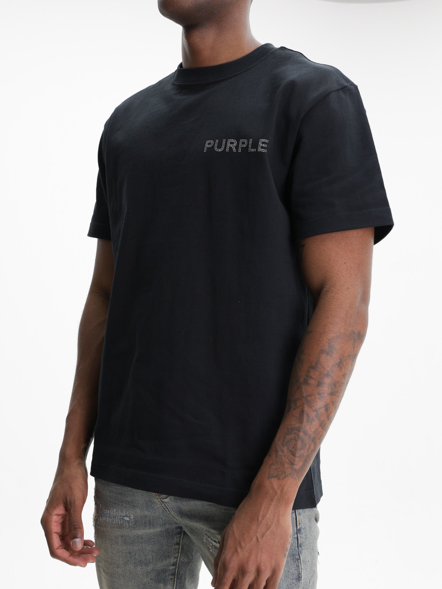 Purple T-Shirt Chest Logo  Black