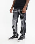 Purple Jeans Paint Palm Tree Black