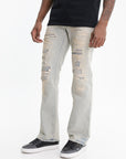 Purple Jeans Ripped Thigh Faded Rust