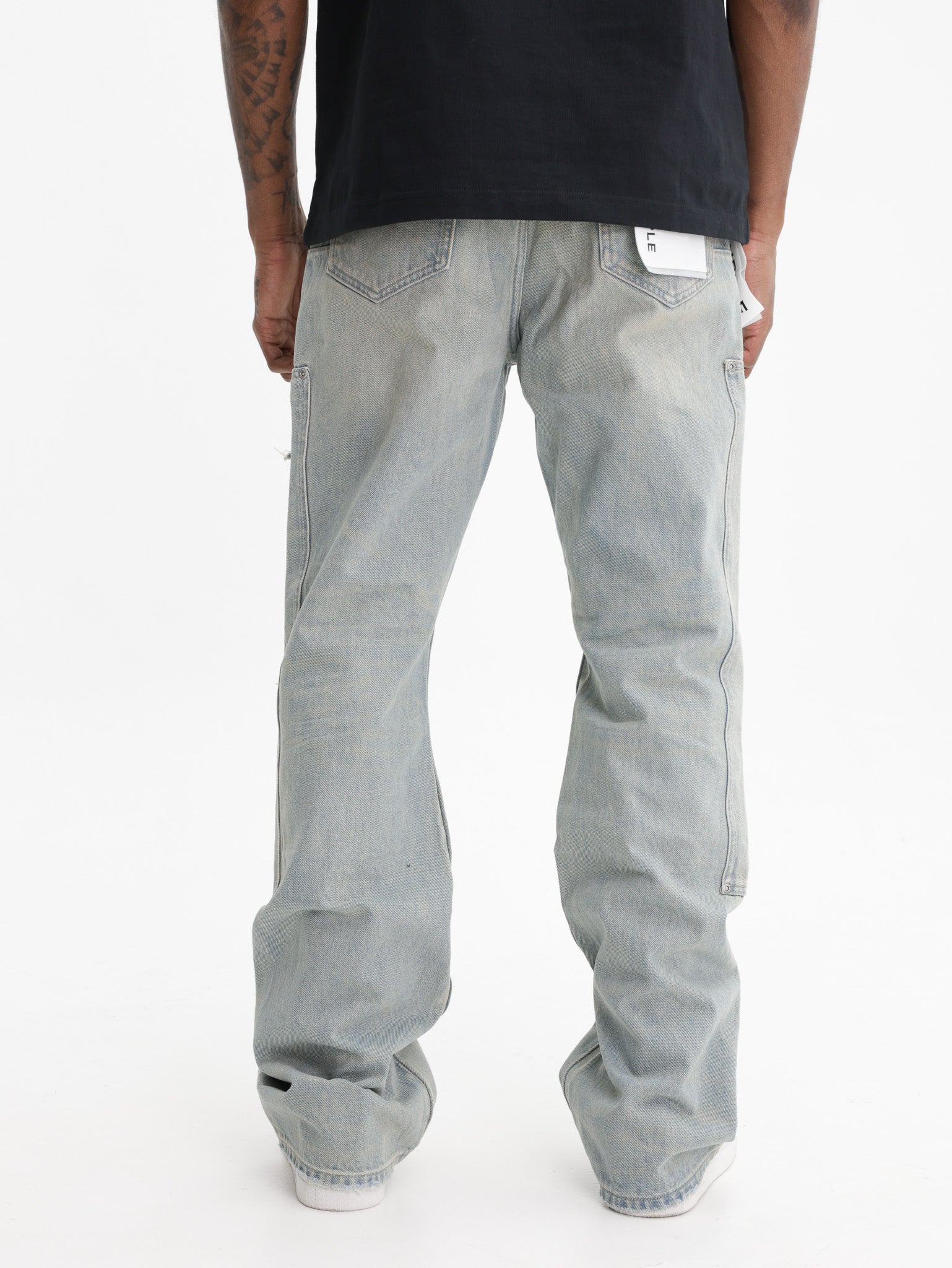 Purple Jeans Ripped Panel Bootleg Medium Wash