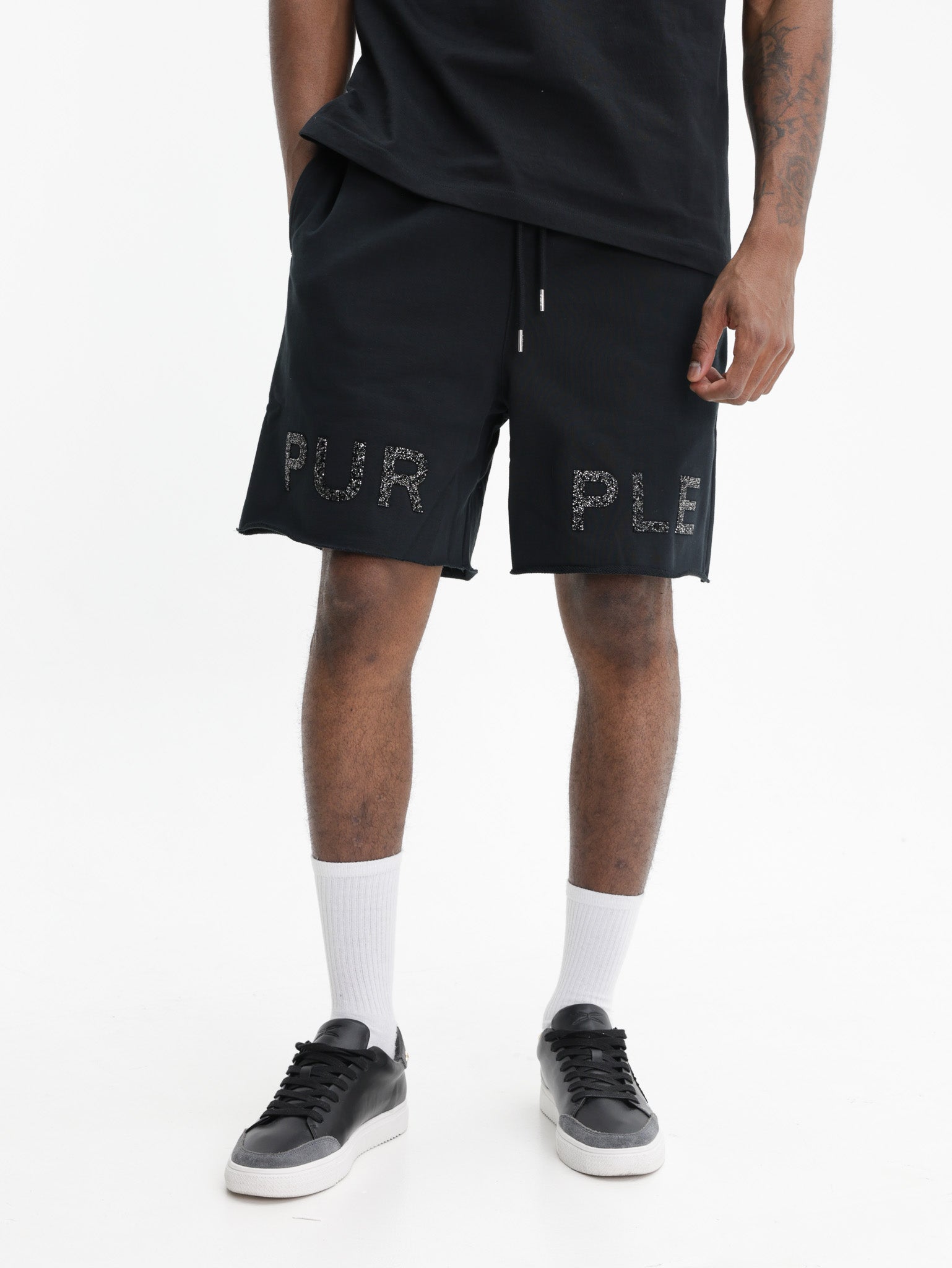 Purple Shorts Bling Knee Logo Black