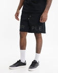 Purple Shorts Bling Knee Logo Black