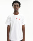 Comme Des Garcons T-Shirt Three Hearts White