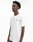Comme Des Garcons T-Shirt Three Hearts White