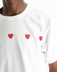 Comme Des Garcons T-Shirt Three Hearts White