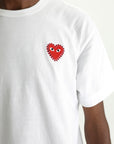 Comme De Garcons Crew Play Studded Heart White-Red