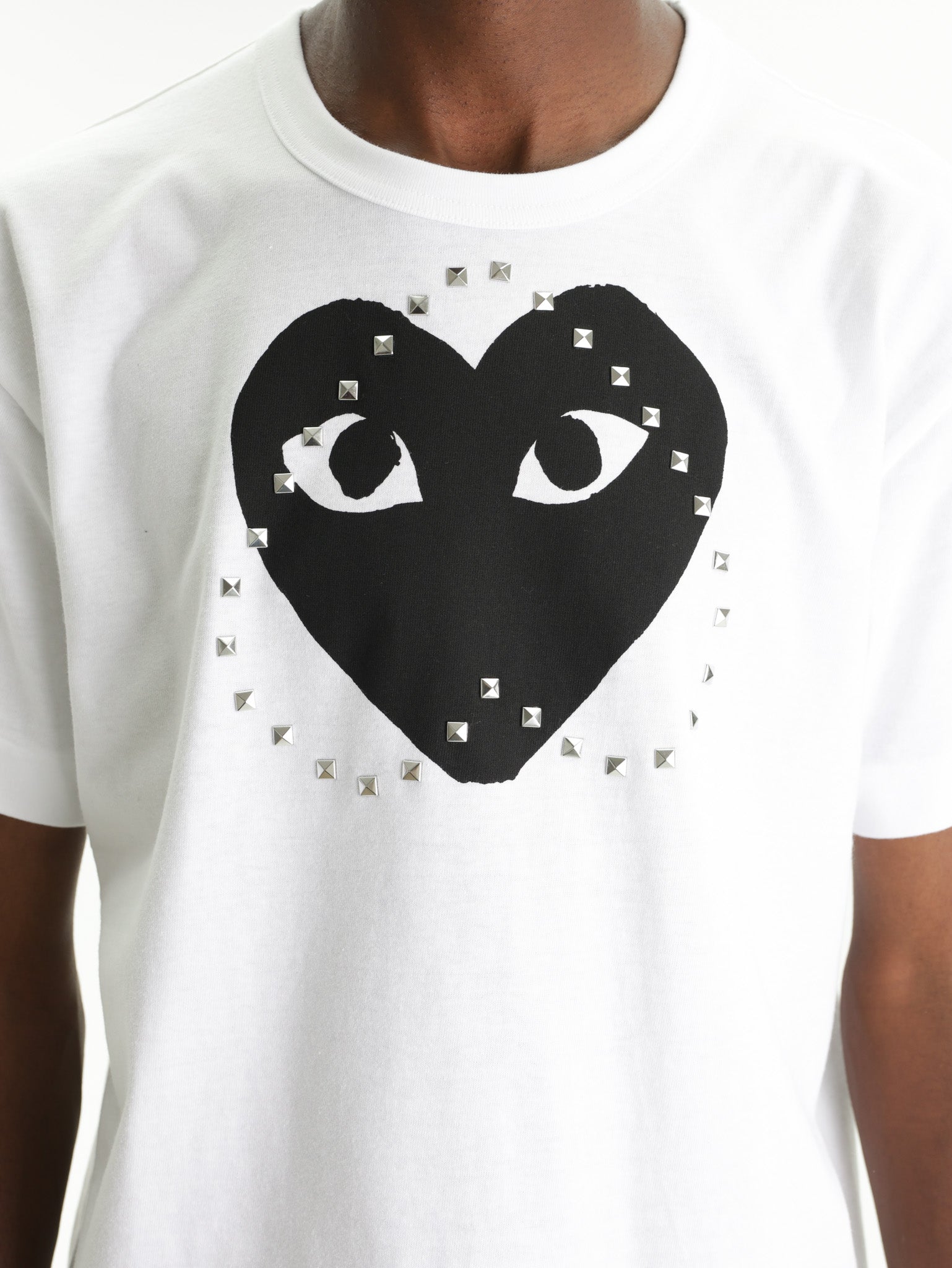 Comme Des Garcons Crew Play Stud Print Black Heart White – AL