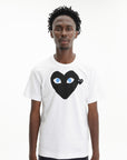 Comme Des Garcons T-Shirt Heart Eyes Blue-White