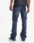 Purple Jeans Cargo Flare Vintage Coated Indigo