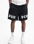 Purple Shorts Lyocell Pull On Black