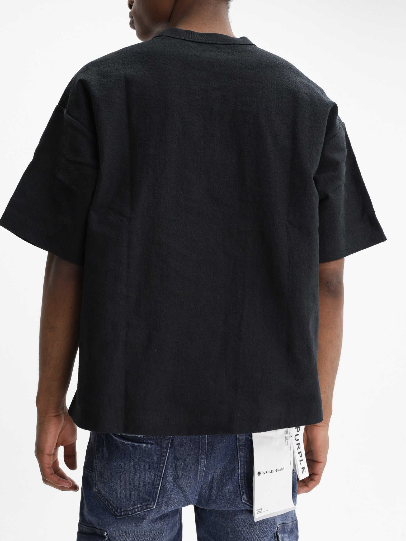 Purple T-Shirt Textured Knitwear Black