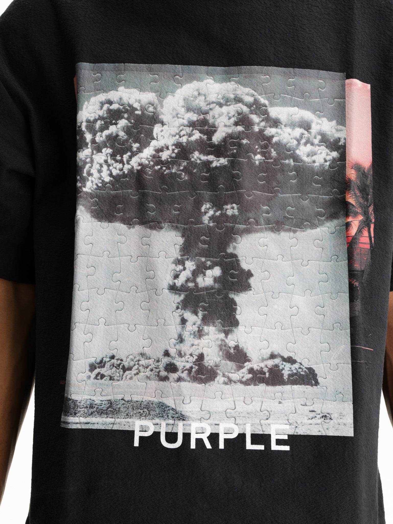 Purple T-Shirt Textured Knitwear Black