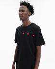 Comme Des Garcons Crew Play Triple Red Heart Black