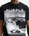 Purple T-Shirt Textured Inside Out Black