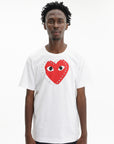 Comme De Garcons Crew Play Stud Print Red Heart White