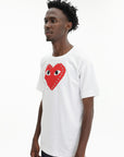 Comme De Garcons Crew Play Stud Print Red Heart White