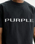 Purple T-Shirt Textured Knitwear Black