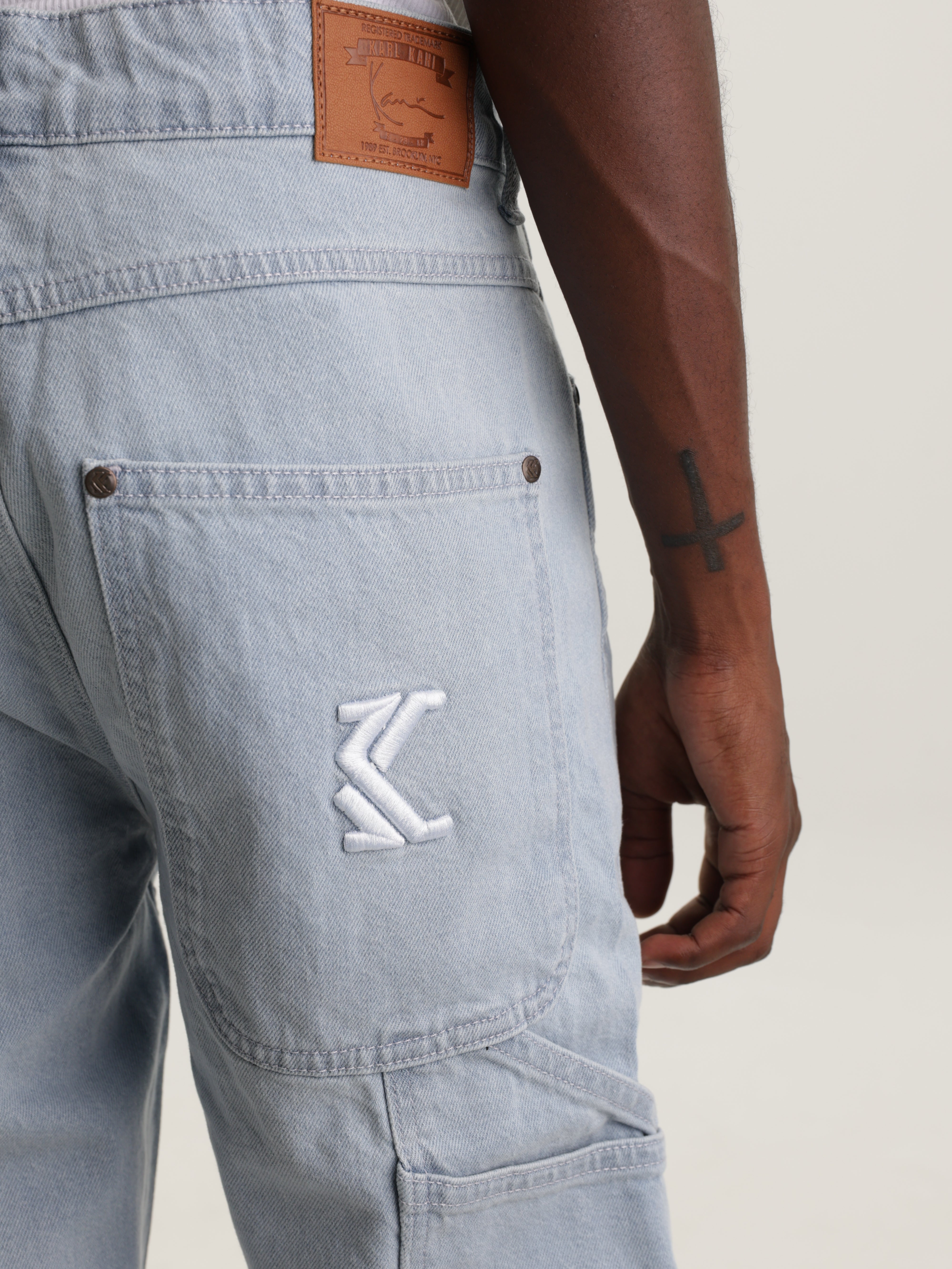 Karl Kani Retro Baggy Workwear Denim Bleached Blue - AL Capone Premium