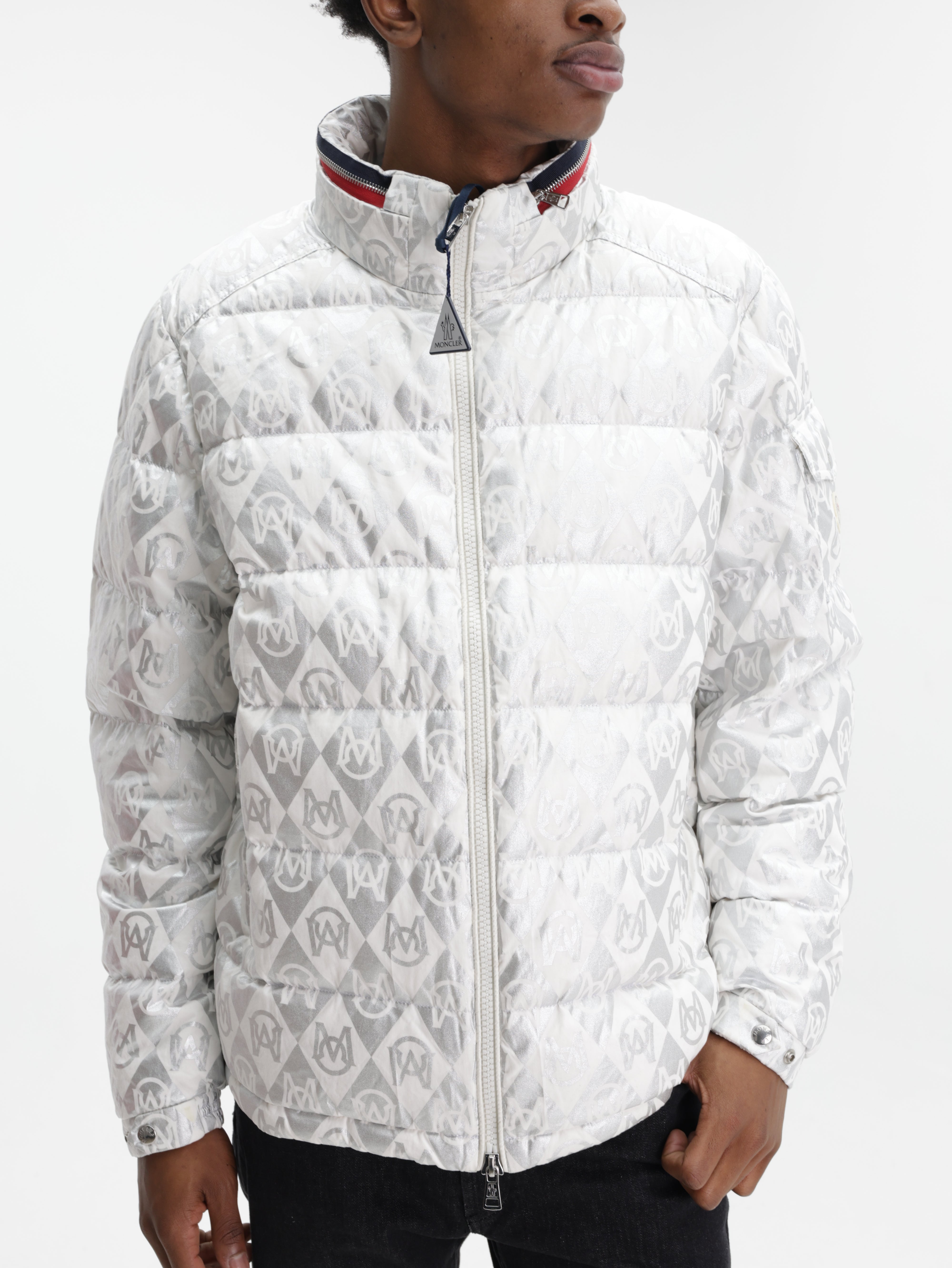 Moncler Jacket Bourne Allover Print White-Silver - AL Capone Premium