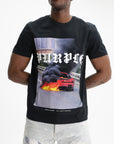 Purple T-Shirt Knitwear Short Slv Black