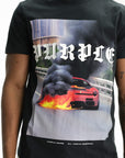 Purple T-Shirt Knitwear Short Slv Black