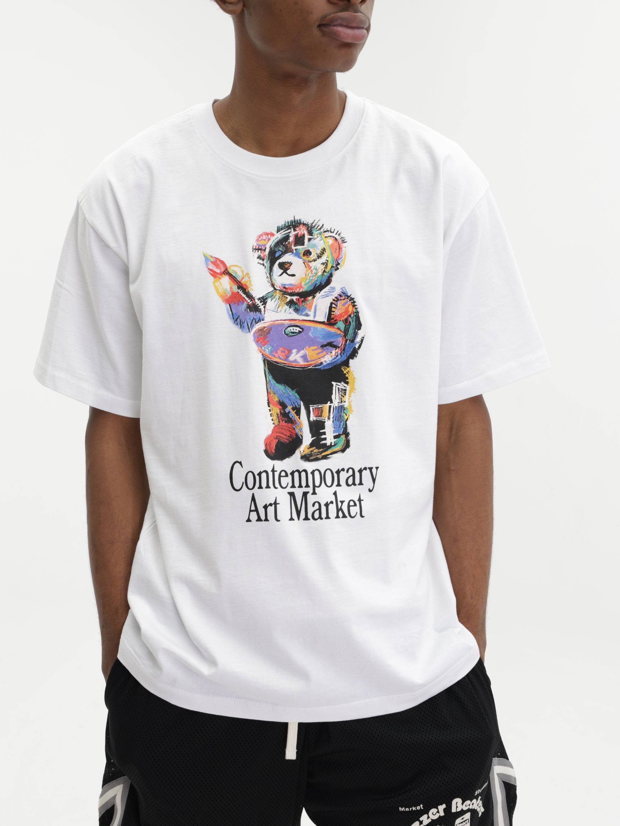 Market T-Shirt Art Market Bear White