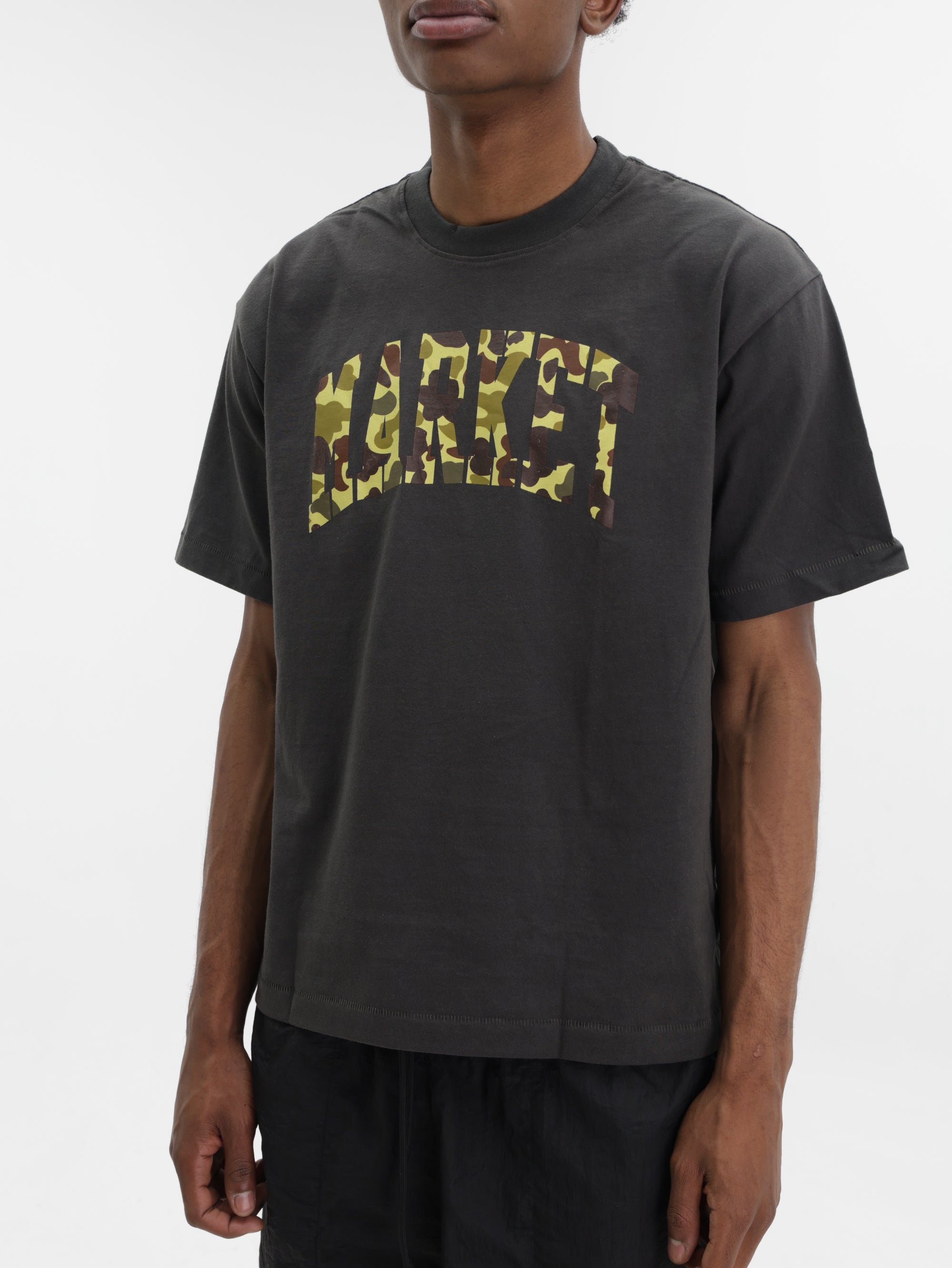 Market T-Shirt Dark Camo Washed Black