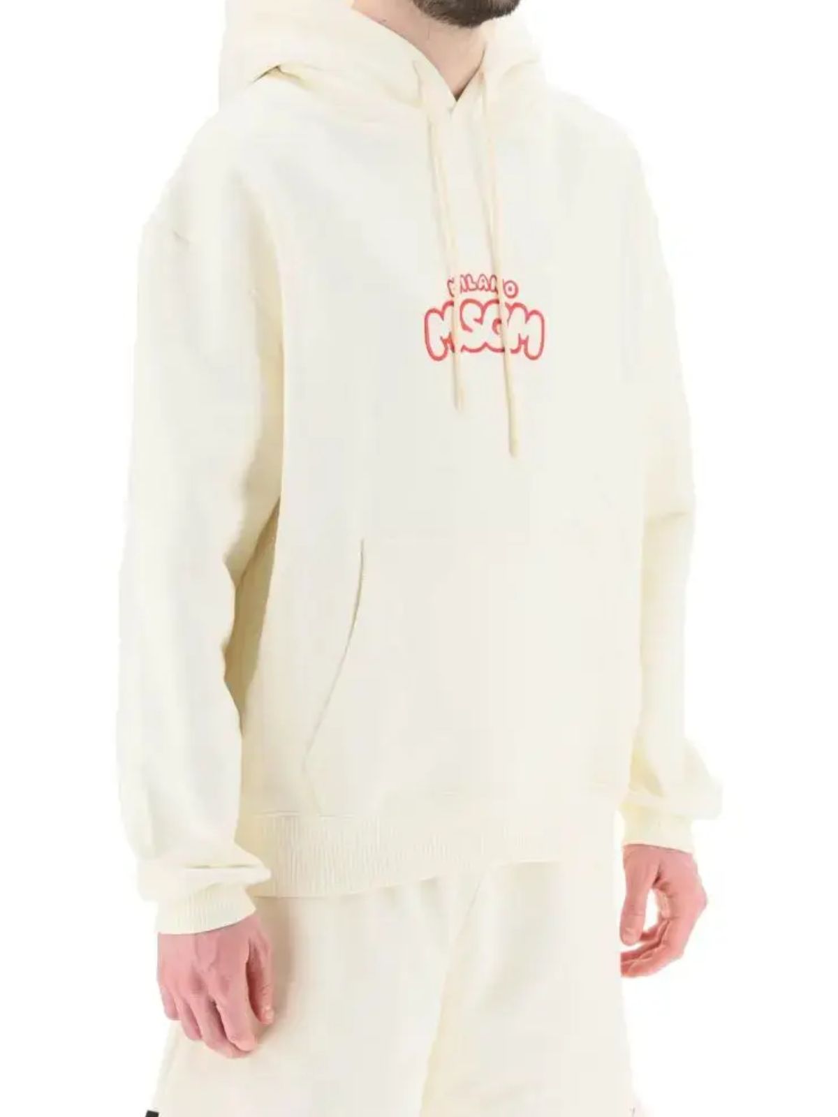 Msgm Hoodie Felpa Logo Milano Red-Off White - 3