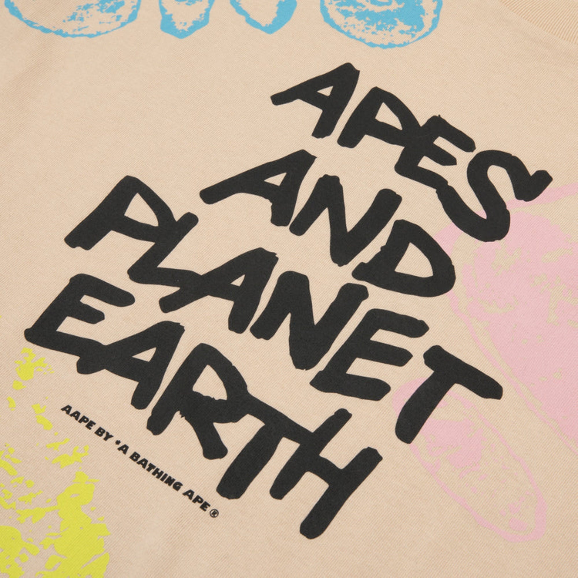 Aape T-Shirt Apes And Planet Earth Multi-Light Beige