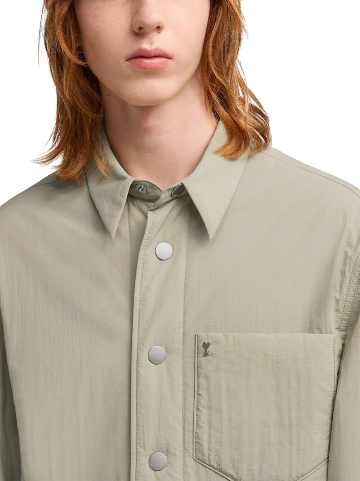 Ami Shirt Padded Logo Sage - 3