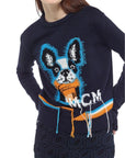 Mcm Sweater Logo Dog Navy-Orange