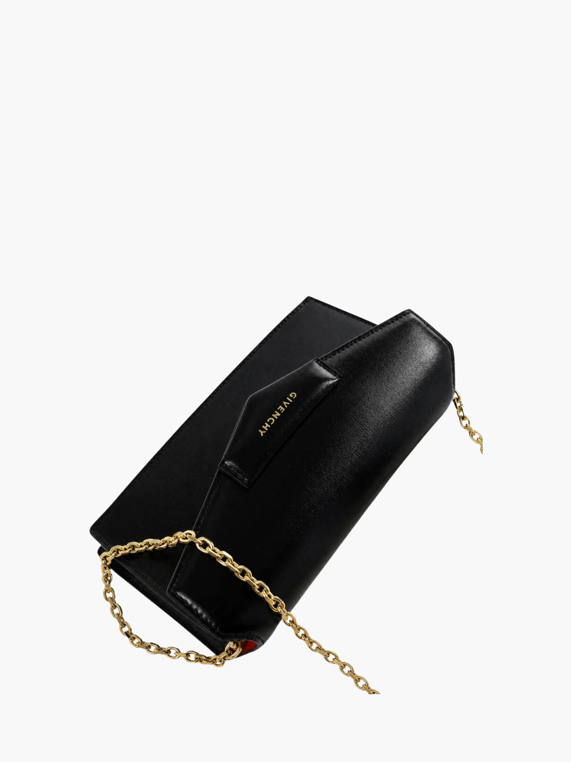 Givenchy Clutch Gold Logo Embossed Black