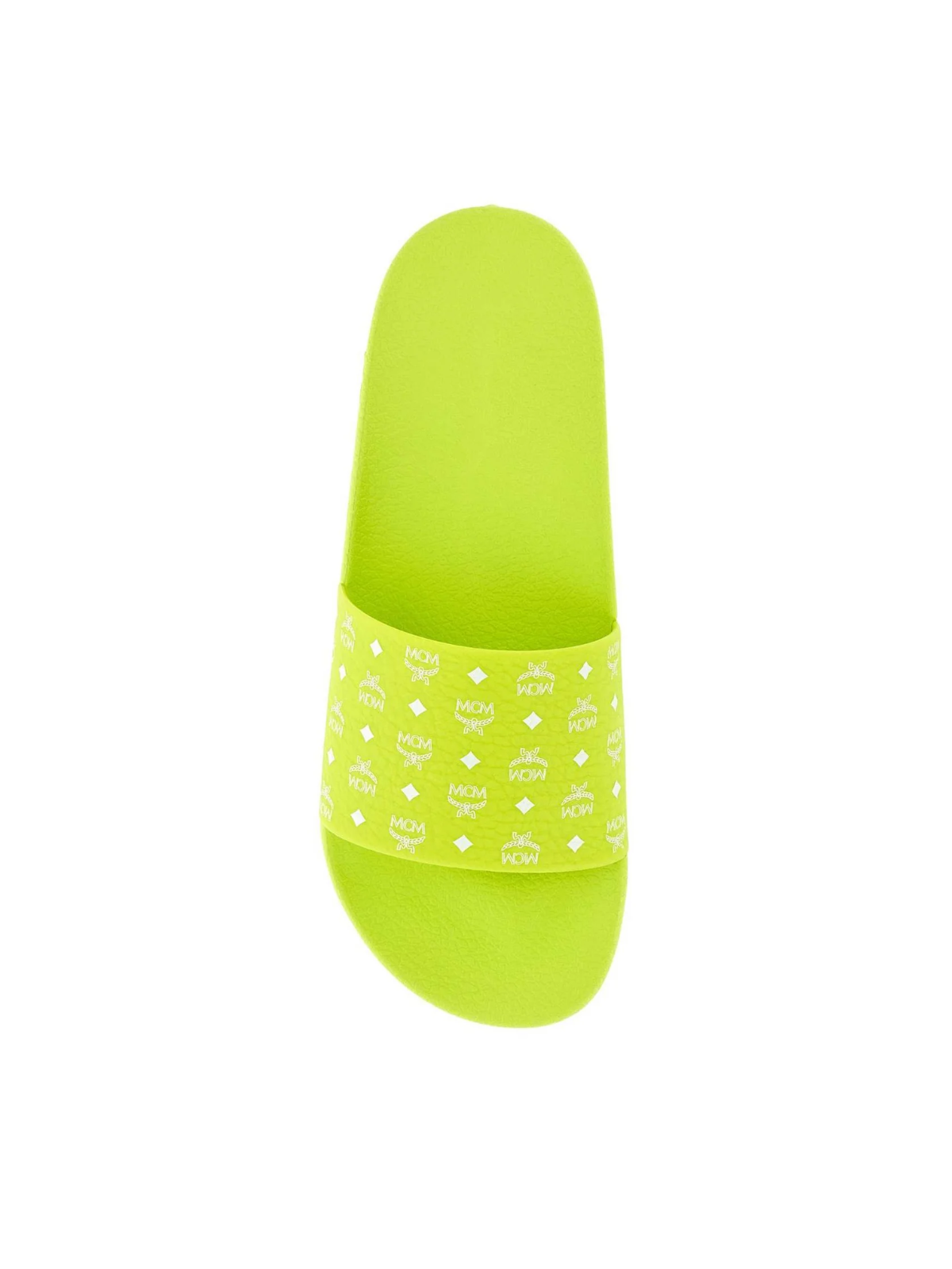 Mcm Slide Ladies Allover Logo Print Lime - 3