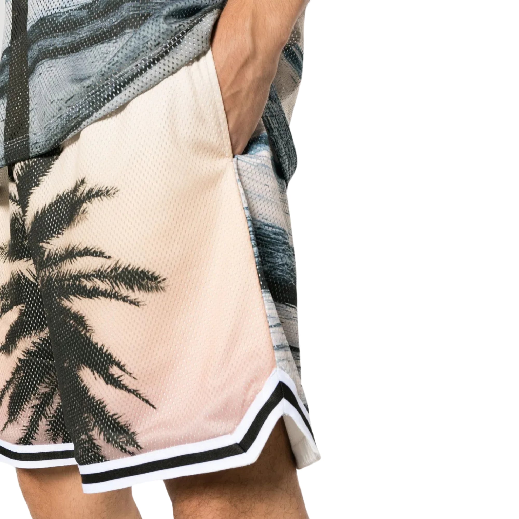 Blue Sky Inn Shorts Palm Print Peach-Black