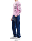 Ice-Cream Jeans Rhinestone Running Dog Indigo