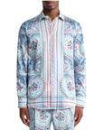 Etro Shirt Paisley With Stripes Blue