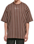 Karl Kani T-Shirt Striped Logo Brown-Light Blue