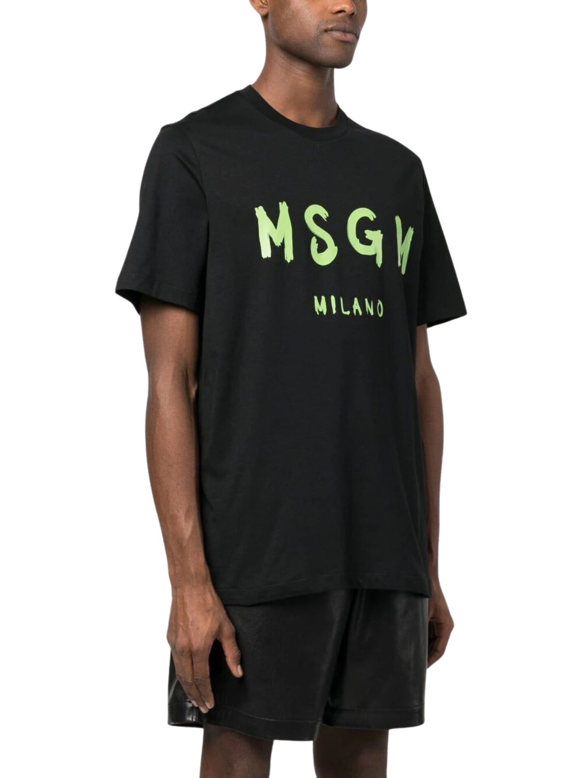 Msgm T-Shirt Logo Black-Lime