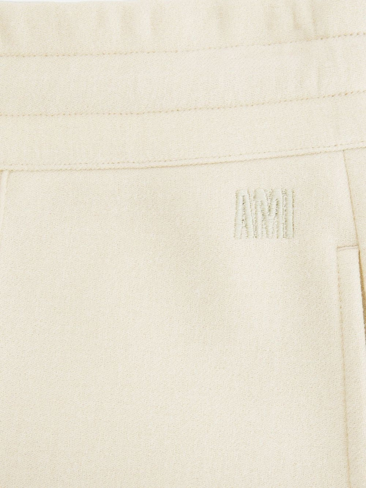 Ami Short Logo Wool Canvas Cream - 3