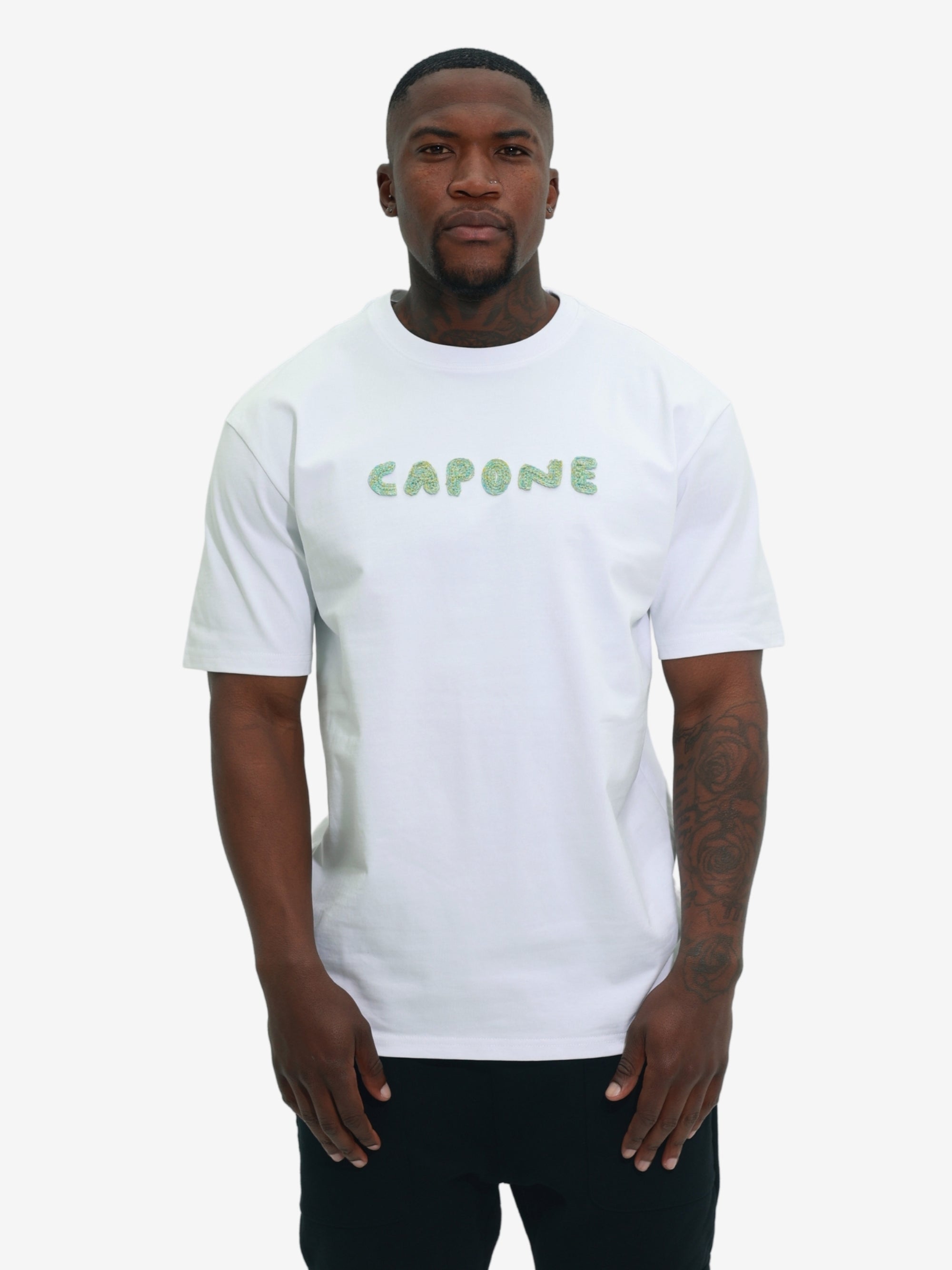 Capone T-Shirt Crew Back Paint Graphic White