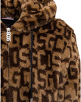 Gcds Jacket Fur Logo Brown