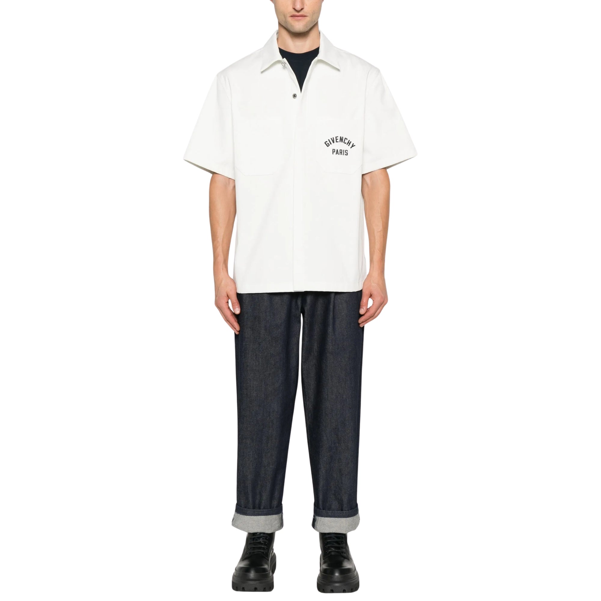 Givenchy Shirt Short Sleeve Logo Ivory