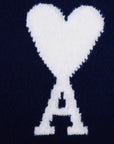 Ami Sweater Logo Hoodie Blue-White