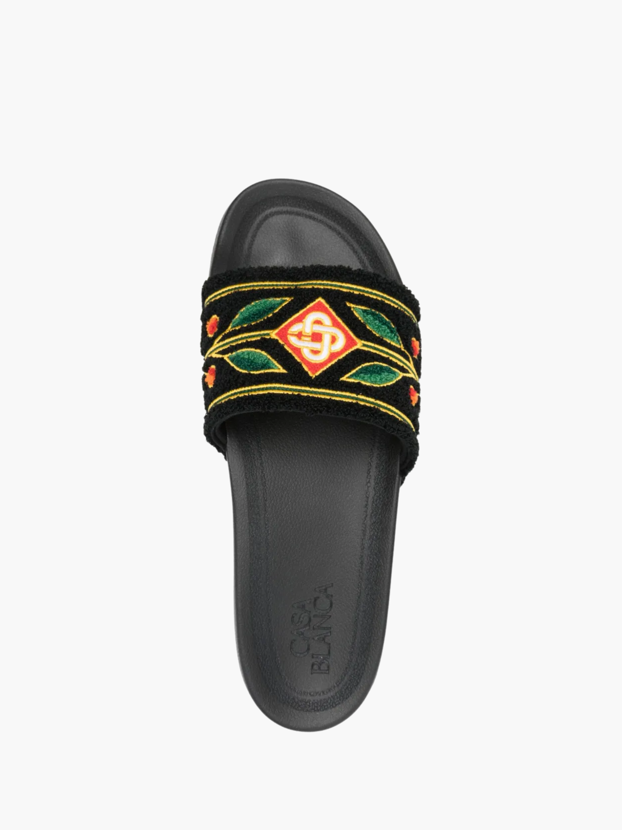 Casablanca Mens Embroidered Terry Sliders Black