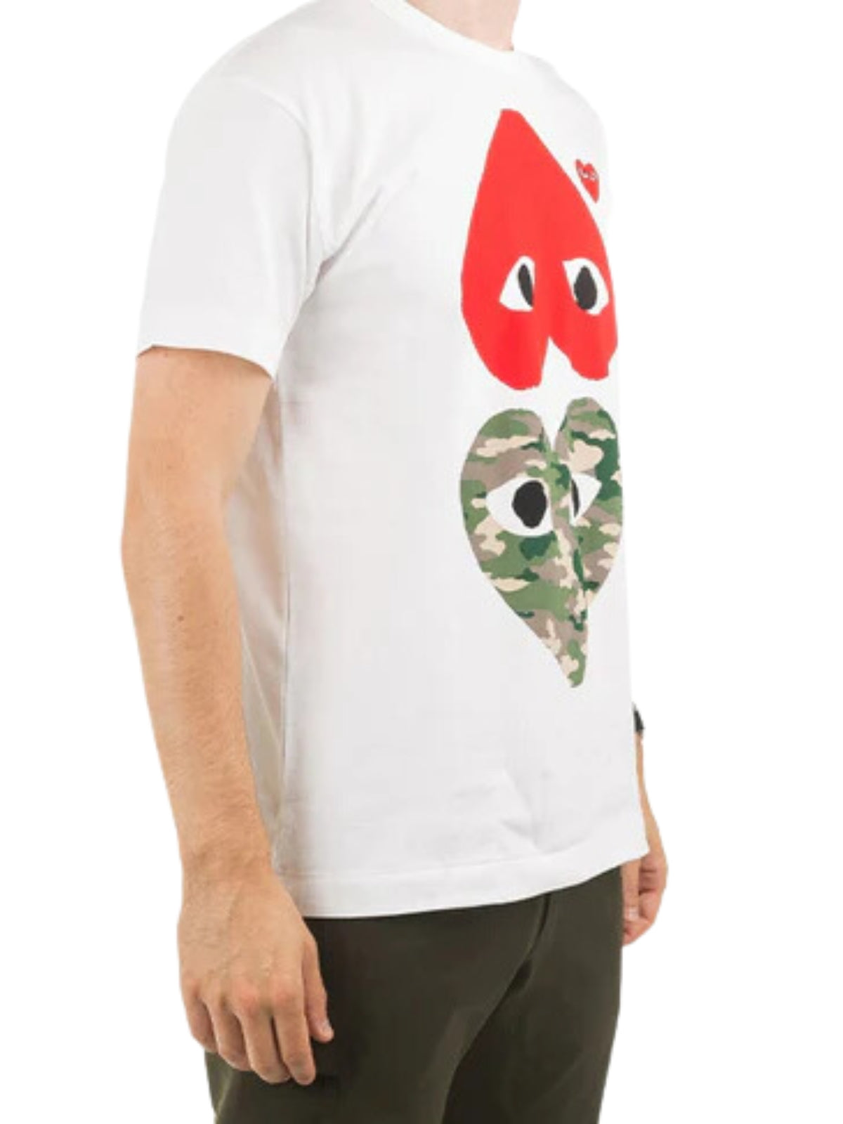 Comme Des Garcons T-Shirt Mirror Heart Camo-Red-White