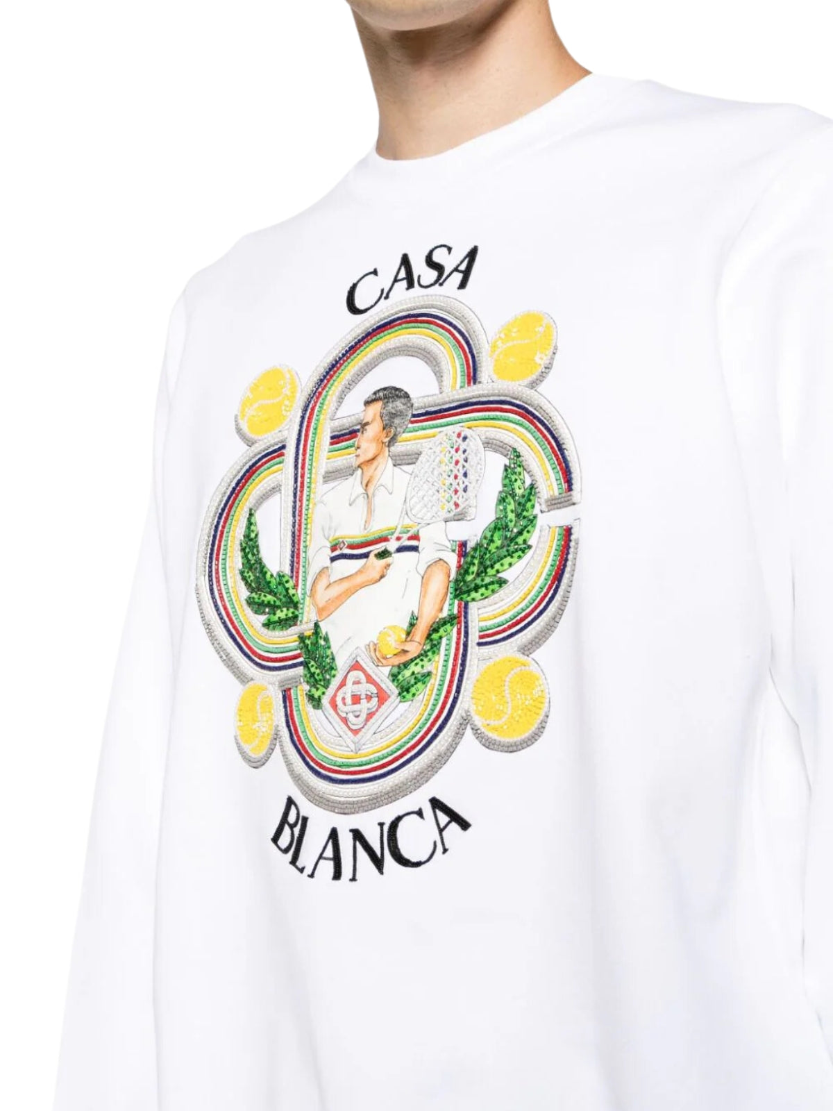 Casablanca Sweater Le Joueur Hand Beaded White