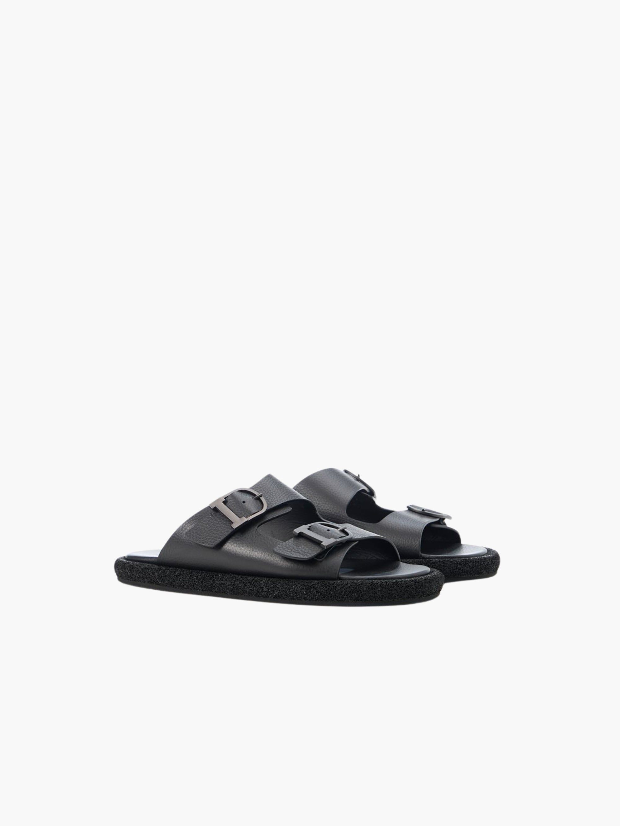 Iceburg Slides Is19 Double Buckle Logo Black